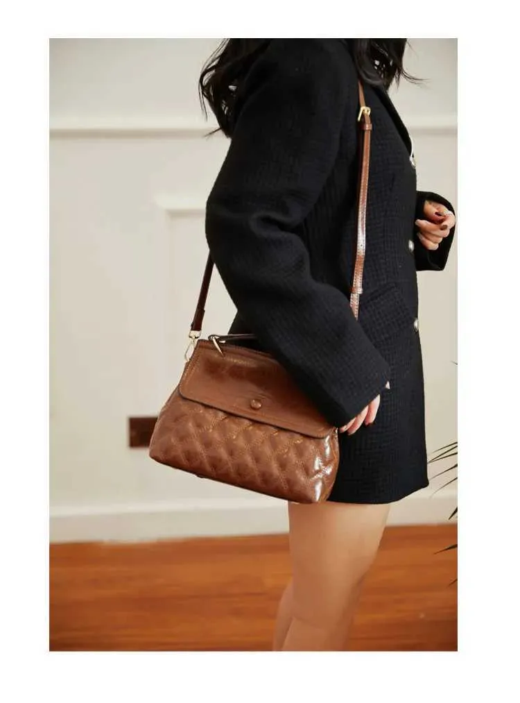 Women's Large Capacity Plaid Crossbody Handbag In Leather Style_voghion.com