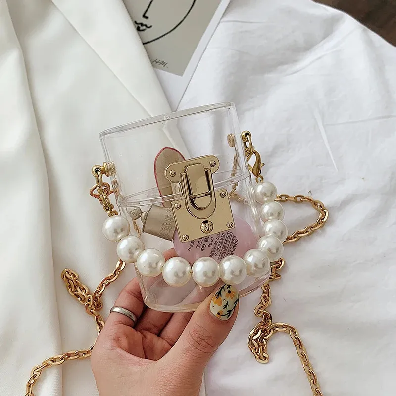 Mini Transparent Crossbody Bag With Pearl Handle Shoulder Purse_voghion.com