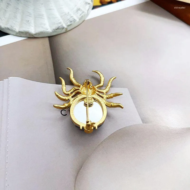 Broche de araña para mujer con estrás joya de insecto decorativa_voghion.com