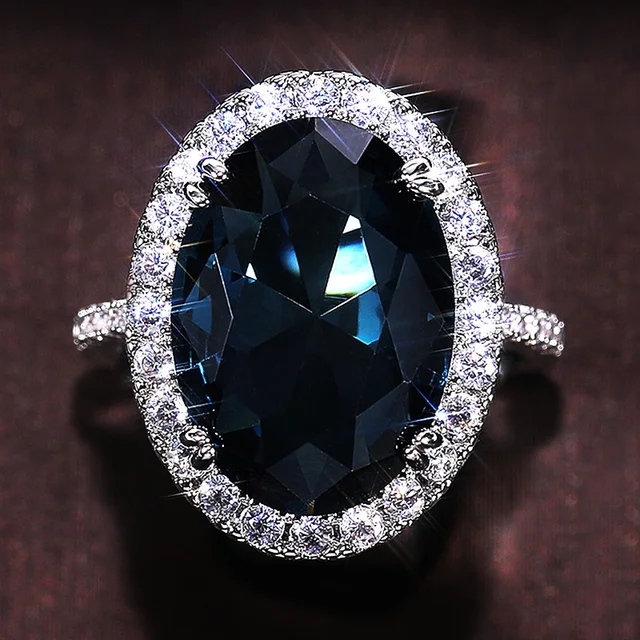 2025 Neuheiten Huitan Charming Blau CZ Frauen Ringe Hochzeit Party Zubehör Bling Graceful Braut Eternity Ring Trendy Schmuck_voghion.com