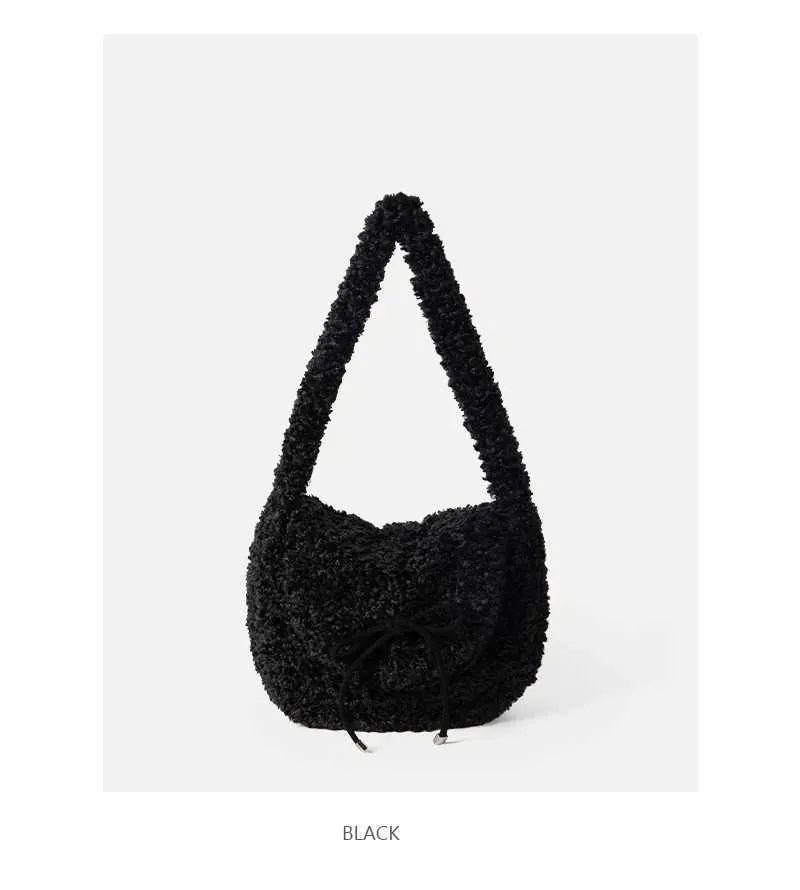 Modische Plüsch-umhängetasche Große Lammfell-handtasche Damen_voghion.com