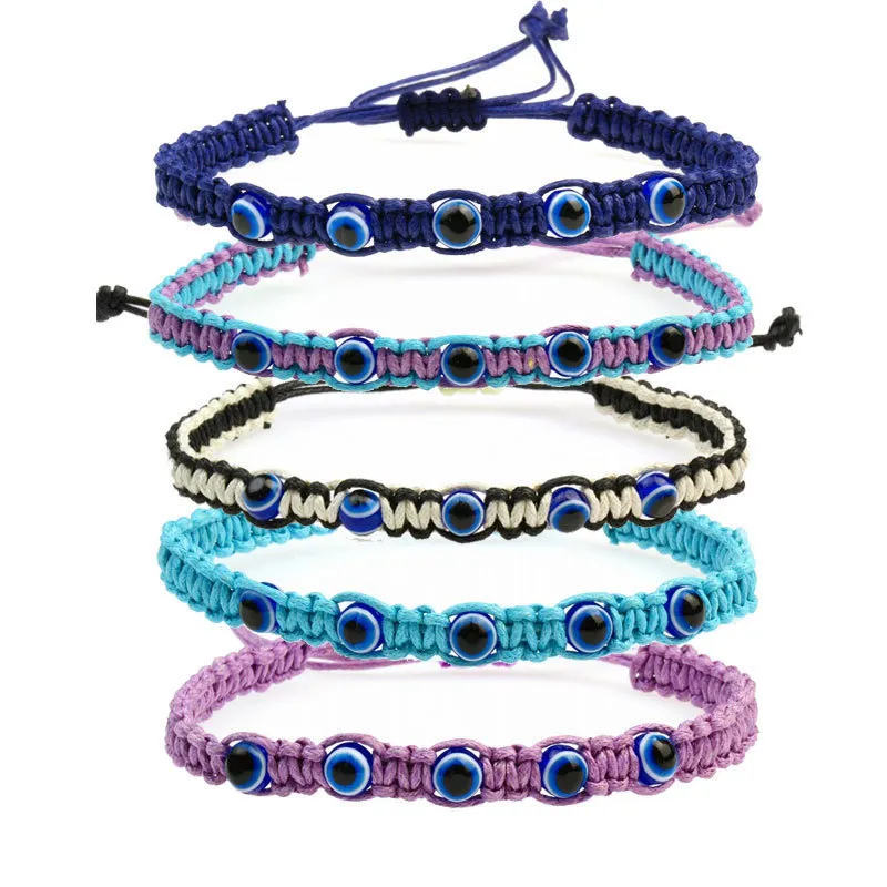 Chain Handmade Turkish Blue Evil Eyes Bead Charm for Men Women Lucky Adjustable Braid Rope String Bracelet Friendship_voghion.com