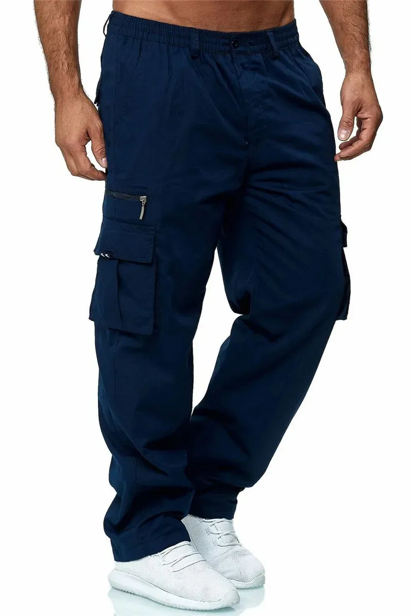 Pantalon cargo d'été pour homme, extensible, ample, multi-poches, décontracté, pour le travail, le sport et l'extérieur, 240111_voghion.com