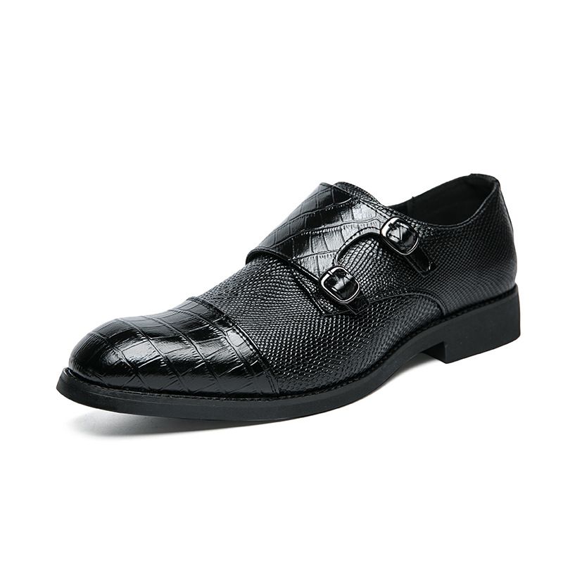 Herenschoenen dubbele gesp grote maat zakelijke casual leren heren zwarte formele ing monk schoenen_voghion.com