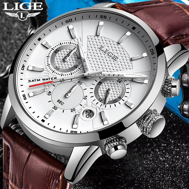 Luxury Men Quartz Watch Business Leather Strap Luminous Chronograph_voghion.com