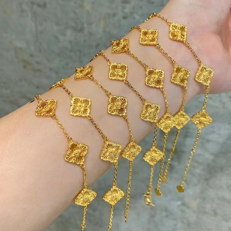 Gold Shop With Clover Bracelet Women's Gold-plated Fashion Light Silk Four-leaf Wer Jewelry