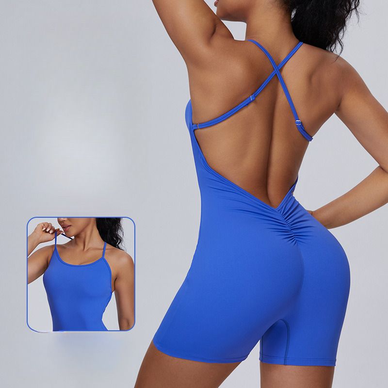 Sexy Suspenders Exercise Jumpsuit One Piece Casual Running Butt Lift Fiess Tight Show Thin Yoga Suit_voghion.com