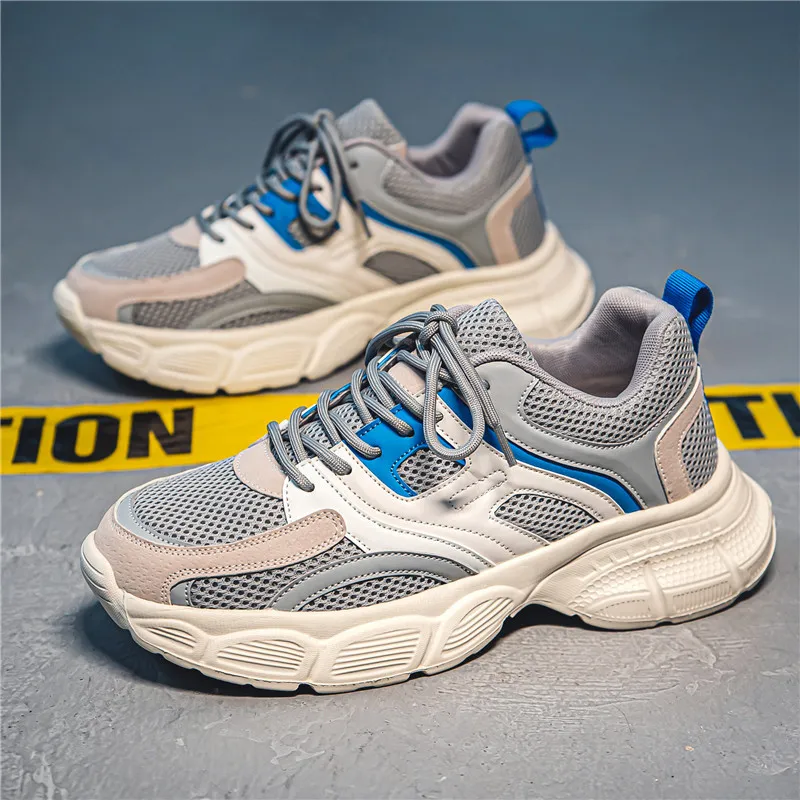 Tênis de corrida esportivo masculino com novo design e versátil, sola grossa de malha, frete grátis_voghion.com