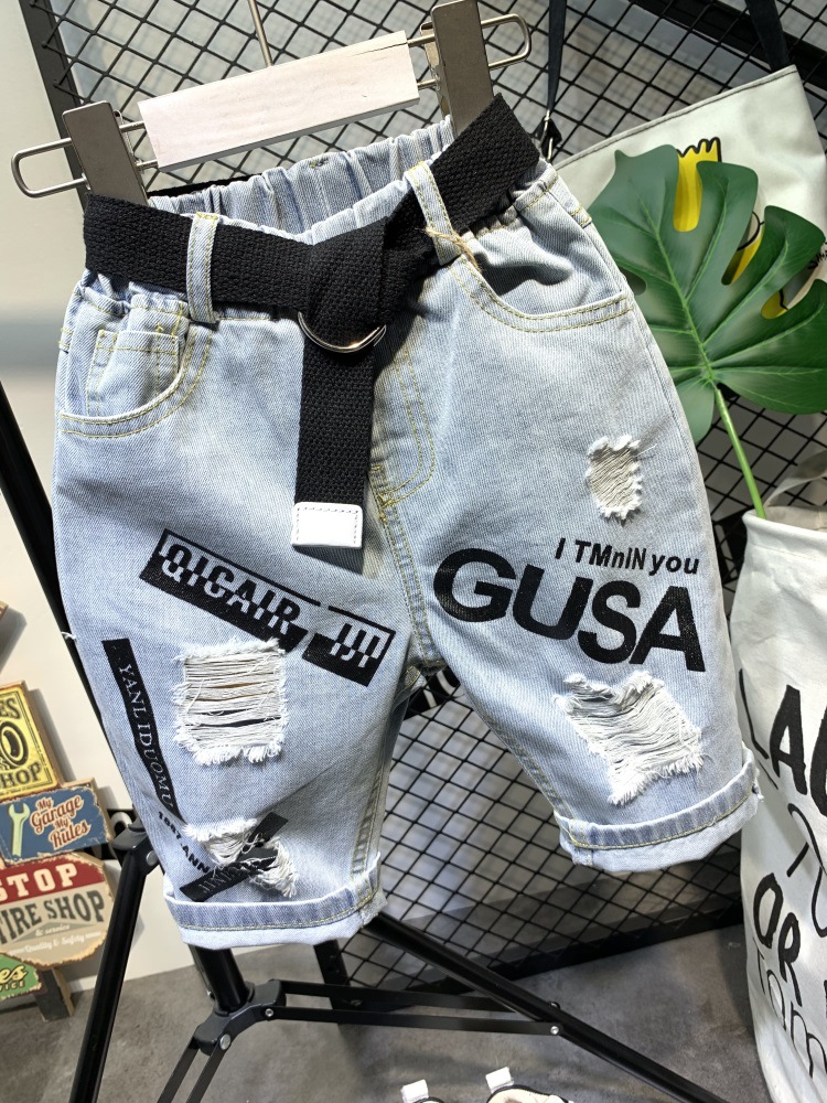 Pantaloni scurți din denim pentru copii Mother&Kids Pantaloni scurți din denim pentru copii cu curea_voghion.com