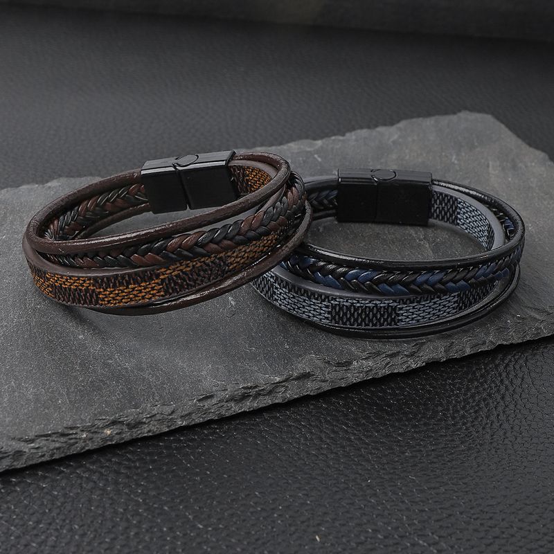 Uformelt ensfarget Pu-lær armbånd for menn_voghion.com