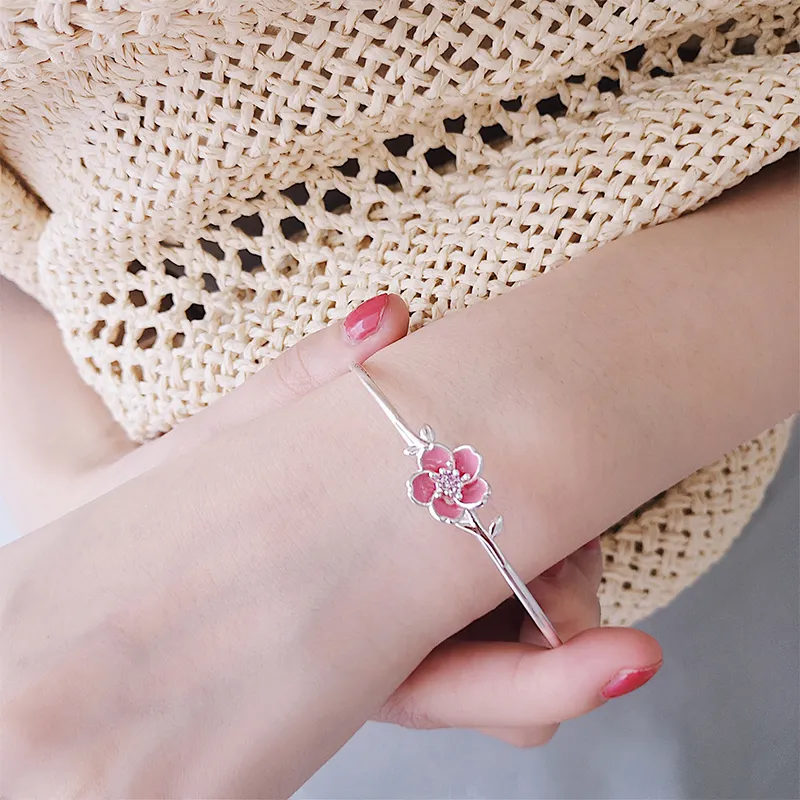 Brazalete Ruifan de moda con flores rosas, brazaletes abiertos para mujeres, niñas, bodas, fiestas, regalos de joyería de moda_voghion.com