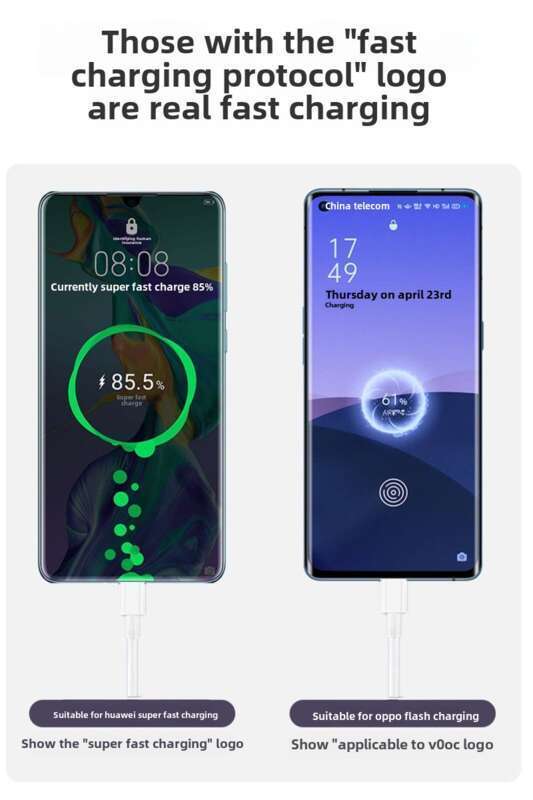 Typec Data Android-telefonkabel, velegnet til Huawei 5A Superhurtig opladning, Xiaomi VIVO/OPPO Flash-opladning_voghion.com