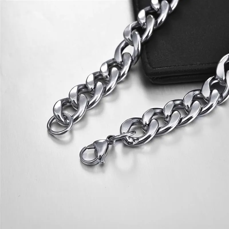Rustfritt stålkjedehalskjede for menn og kvinner, kubansk lenke, svart gull, sierfarge, punk, choker, mote, mannsmykker, gave_voghion.com