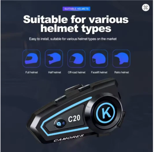 Auricolare Bluetooth 5.3 per casco da moto, auricolare vivavoce impermeabile_voghion.com