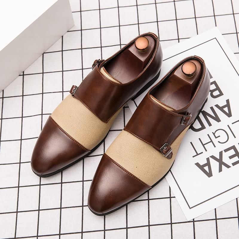 2023 autumn new retro British leather personality buckle formal men's business casual monk shoes_voghion.com