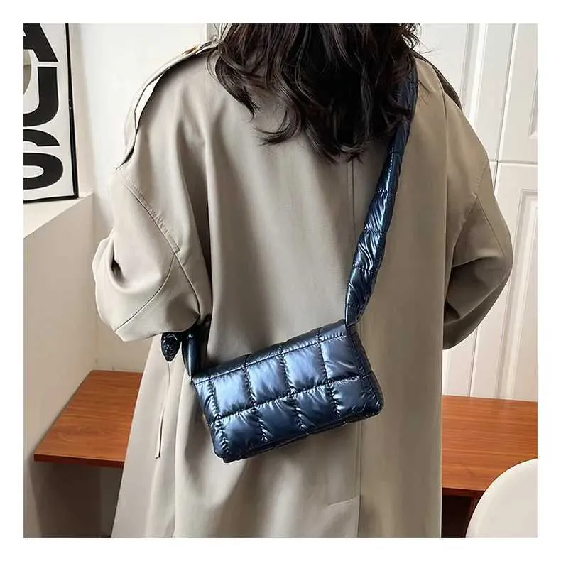 Moda trapuntata invernale leggera calda imbottita in cotone scozzese spalla donne sottobraccio borse gonfie borse C241216_voghion.com