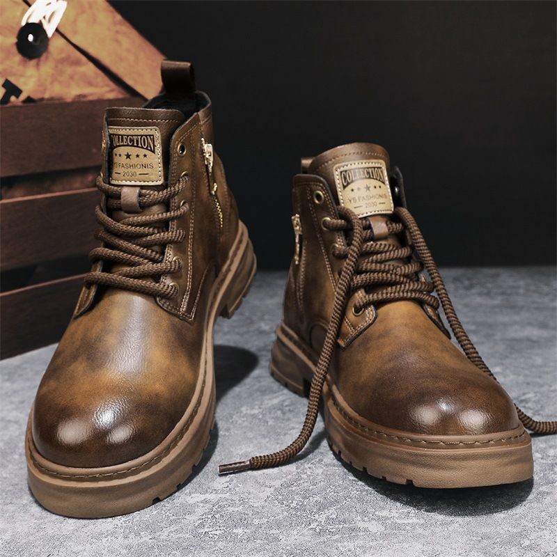 Herbst und Winter Modemarke Leder Martin Stiefel Casual Herrenschuhe High Top Arbeitsstiefel Höhe-up vielseitige Herren_voghion.com