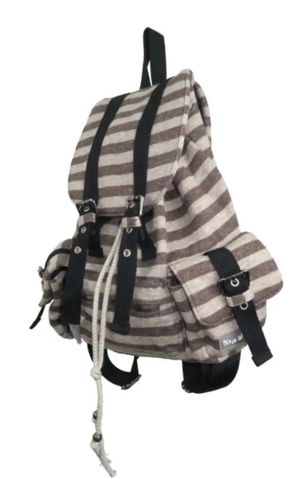 Kpop Girls Group Merch MINJI Spicy Girl Y2k Gestreiftes funktionales Gittermuster Großer Studentenrucksack 241028_voghion.com