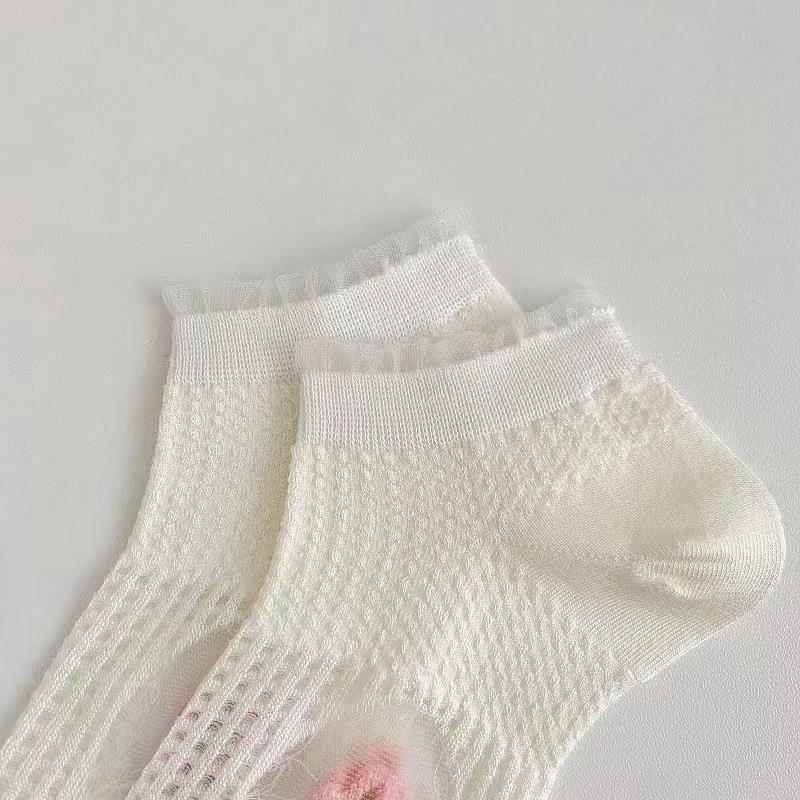 Socks For Women Spring And Summer Korean Thin Short Socks Summer Sweat Absorbent Breathable Invisible Socks Japanese Sweet Floral Ladies Socks_voghion.com