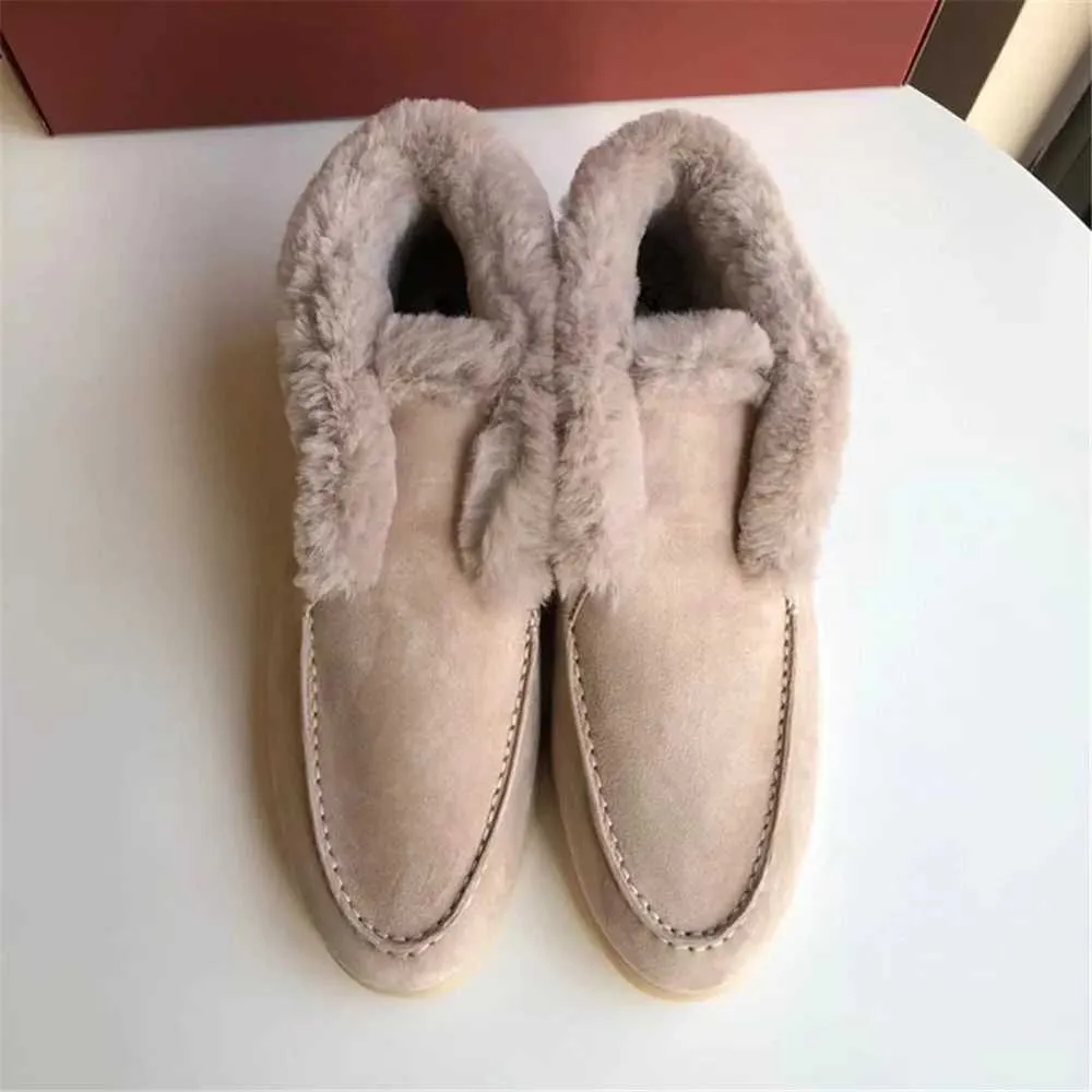 Casual Winter Short Snow Boots for Women Natural Wool Fur Loafers Cow Suede Warm Flat Shoes L * P z241106_voghion.com