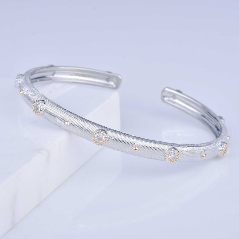 Copper Retro Plating Inlay Geometric Zircon Bangle_voghion.com