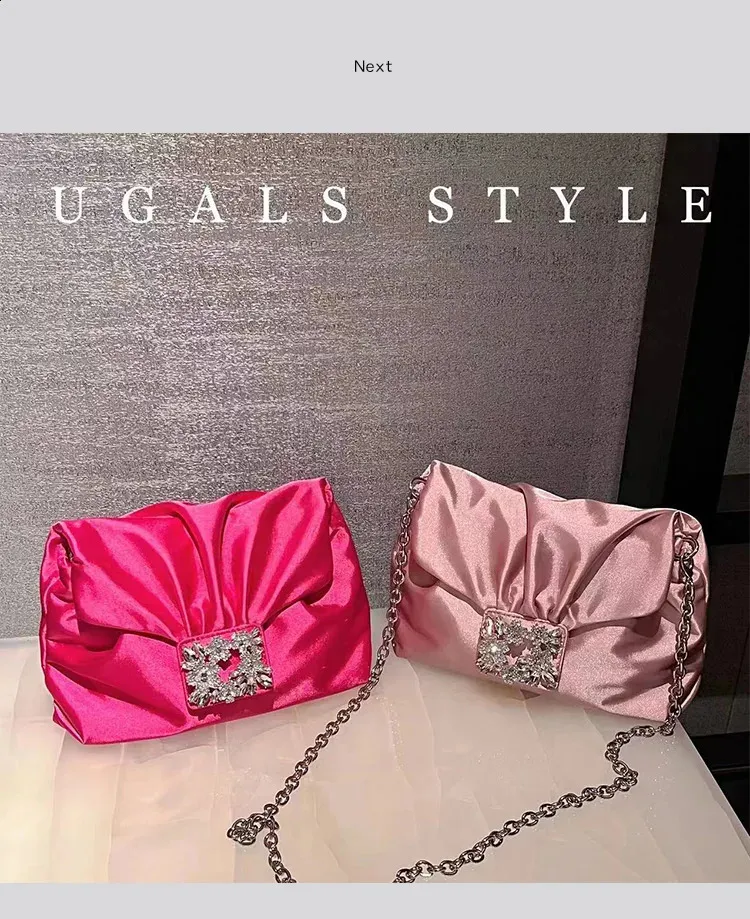 Elegante borsa da sera in raso pochette e borsa a tracolla_voghion.com
