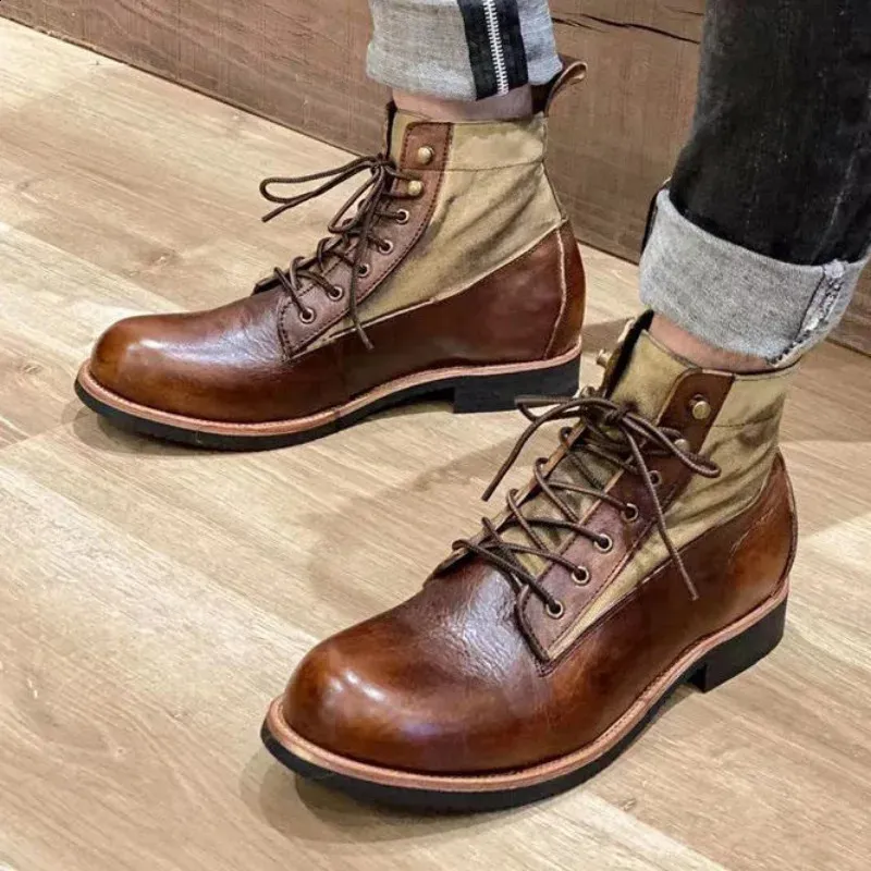Heren retro high top business casual motorfiets enkel heren gepatenteerde leren herfst en winter korte laarzen grote maat UK_voghion.com
