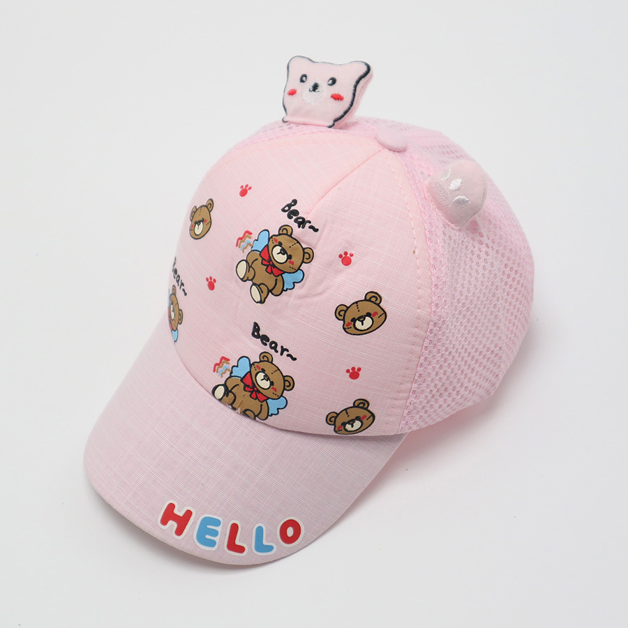 Berretto da baseball per bambini, berretto a rete, cappello estivo, cappello da sole, ragazzi e ragazze, parasole, simpatico cartone animato, protezione solare, protezione solare, orso_voghion.com