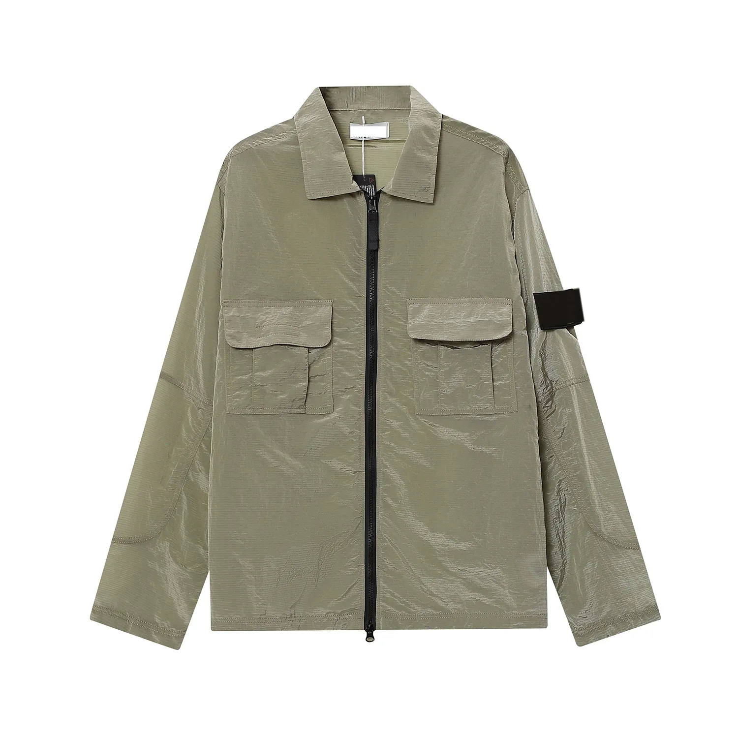 Erkek Ceketler 22ss Topstoney Bahar Pusula Rozet Kol Yama Taş Kadın Erkek Cep Mont Sokak Giyimi Turn Down_voghion.com