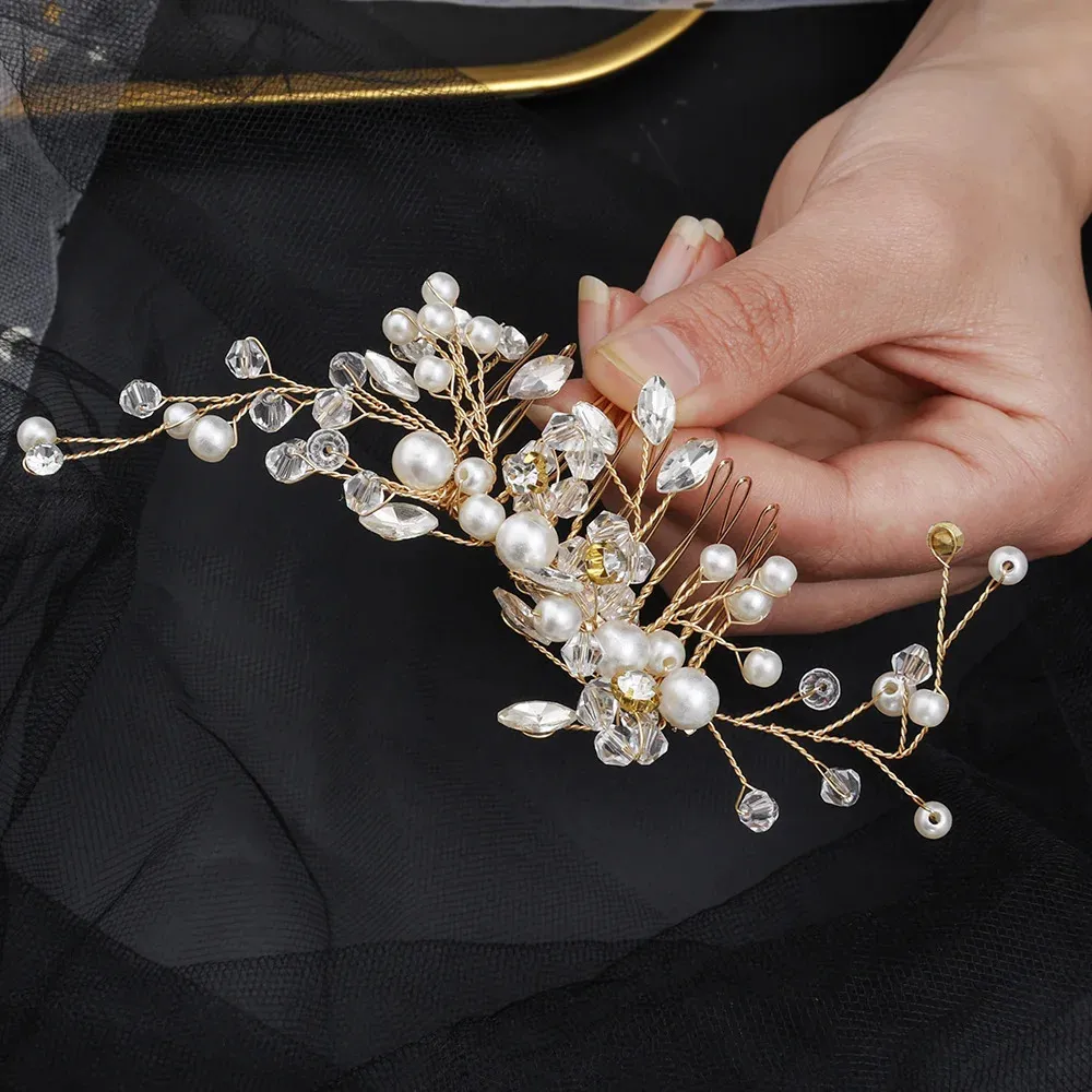 Clips Barrettes Crystal Pearl Hairpin Vine Tiaras Head Piece Comb Headband Hairpins Hairbands Accessories Wedding Bridal_voghion.com