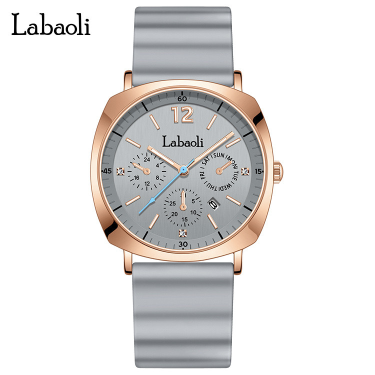 Labaoli Lapoli Casual Women's Three Eye Calendar Waterproof Silicone Tape Quartz Watch_voghion.com