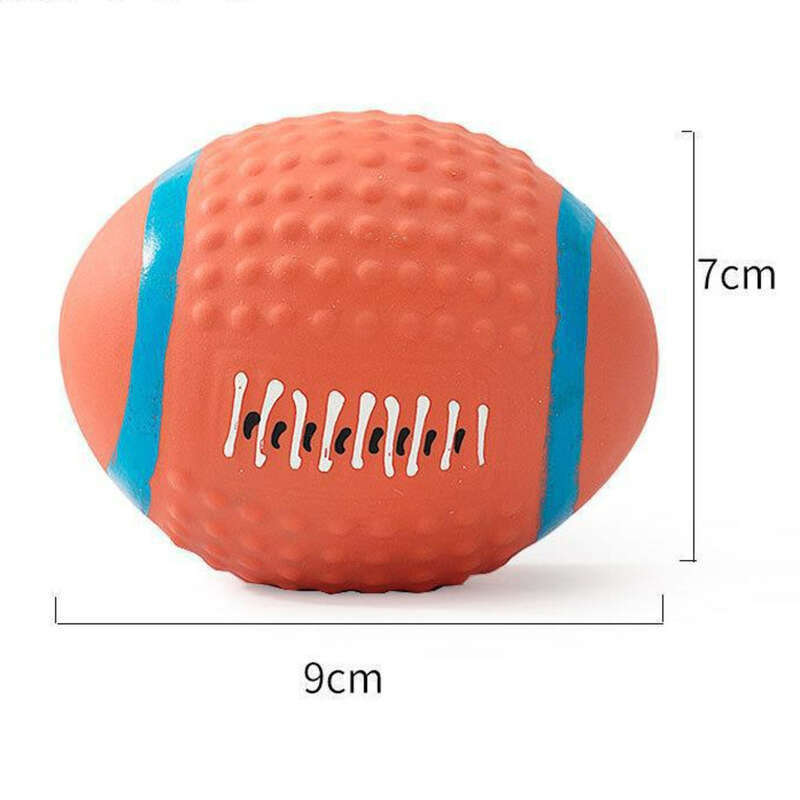 Haustier-Latex-Soundspielzeug zum Zähneknirschen, bissfest, Stressabbau, Rugby, Fußball, kleiner Hund, Teddy-Trainingshund_voghion.com