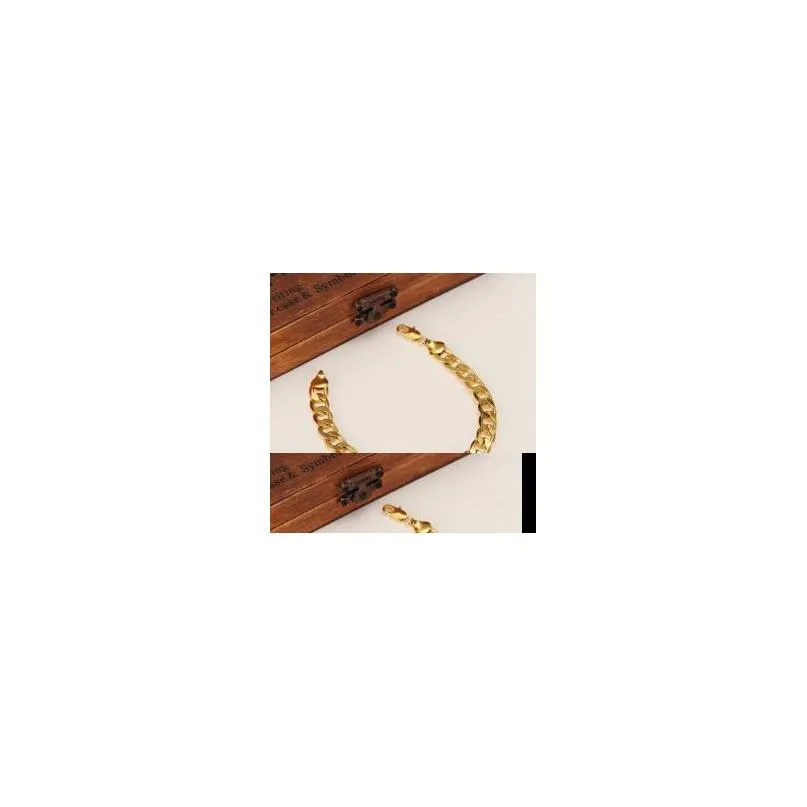 Pulseiras de ouro 21 cm Figaro Chain Link Trendy Mulheres Homens Jóias Atacado Casamento Presentes de noiva Partybangle Drop_voghion.com