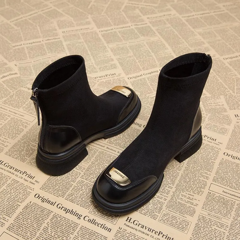 Ankle 2024 New Winter Round Toe Lace-up Short Womens Platform Designer Knight Boots Women Shoes_voghion.com