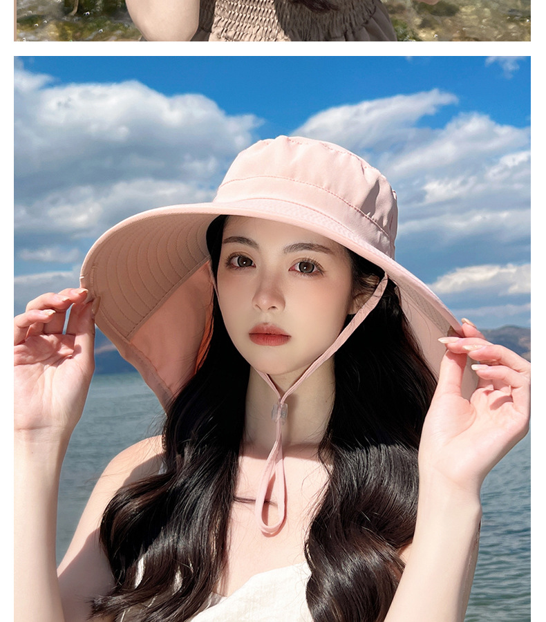 Cappello estivo da esterno con protezione solare e foro per coda di cavallo, versione coreana del cappello da pescatore a scialle a tesa larga alla moda per bambini_voghion.com
