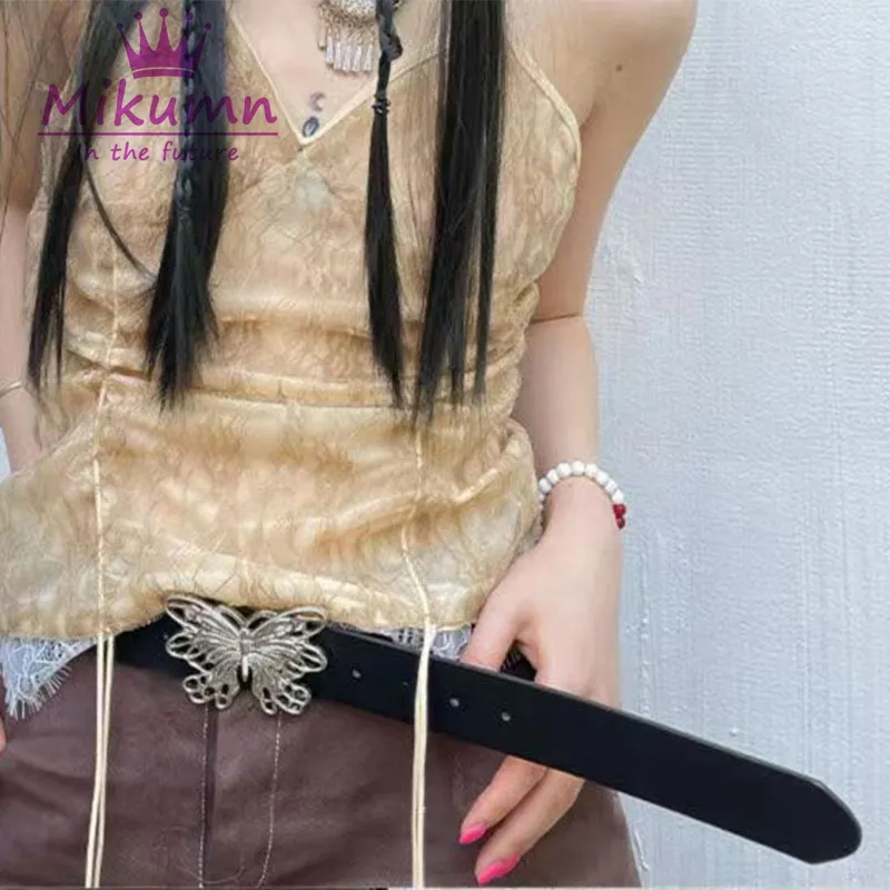 Gürtel Haruku Schmetterlingsgürtel für Frauen Mädchen Vintage 2000er Jahre Y2k Ästhetisches Zubehör Chic Streetwear_voghion.com