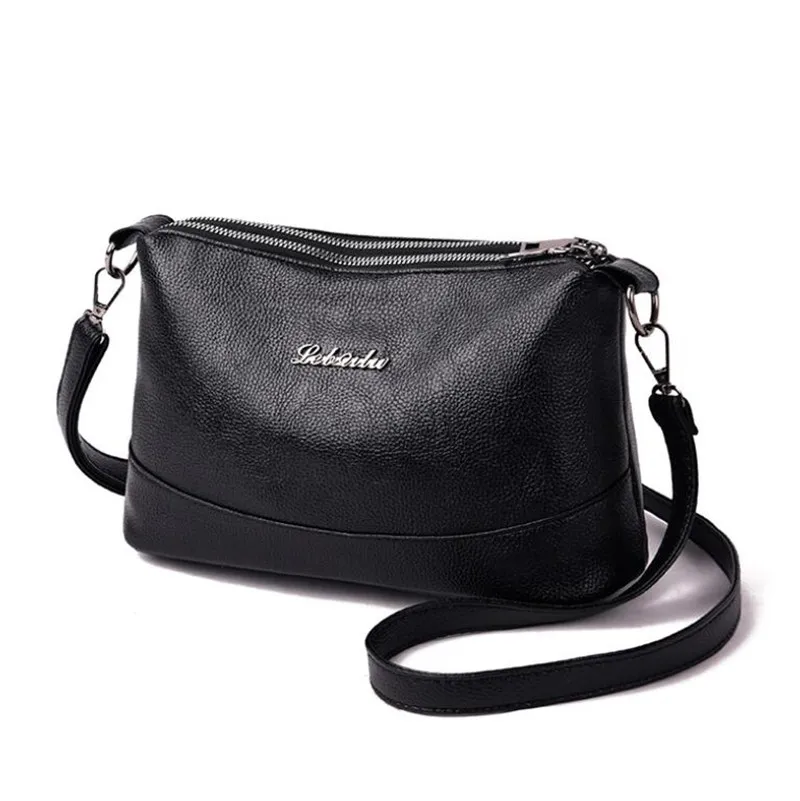 Borsa a tracolla da donna in morbida pelle PU con doppia tasca Yogodlns, con due tracolle, nera_voghion.com