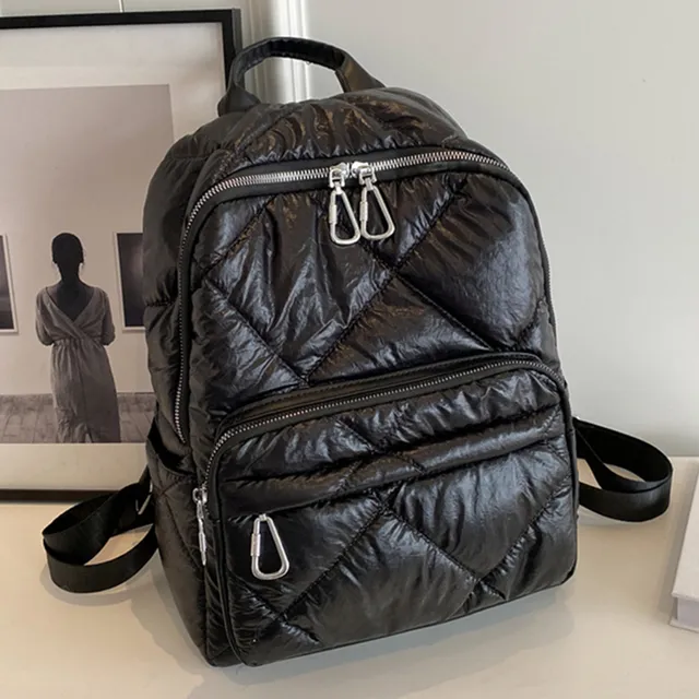 Stadium Handbag Quilted Embroidered Students Backpack Simple Large-capacity Solid Color Multiple Compartments Travel_voghion.com
