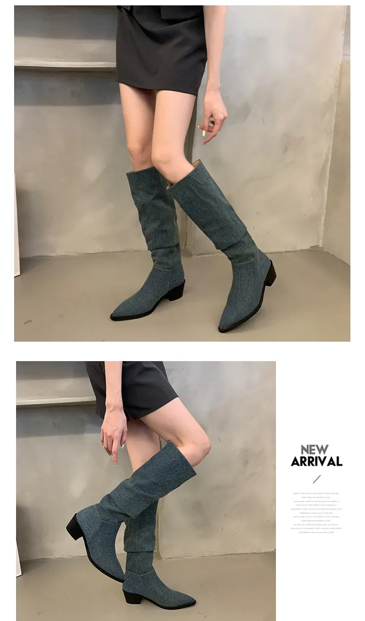 Bottes de cowboy occidentales pointues à talons épais pour enfants, nouvelle collection printemps et automne 2024, sans courrier_voghion.com