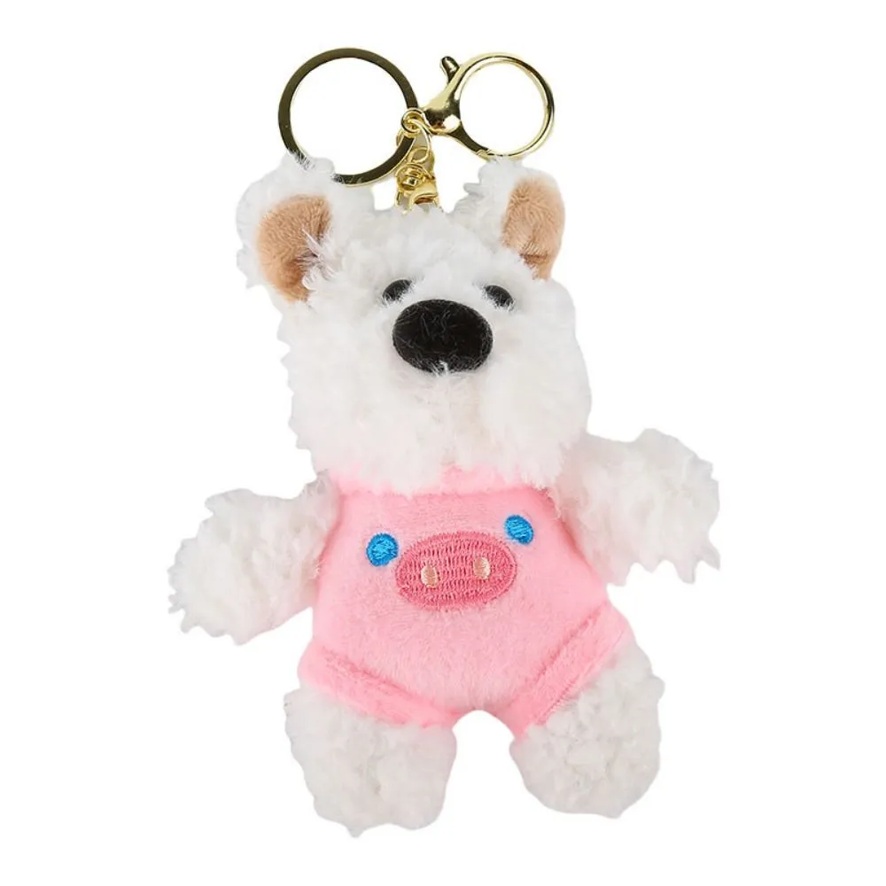 New Cartoon West Highland Dog Keychain Stuffed Dolls Cute Bag Pendant Plush Gift Car Key Ring_voghion.com