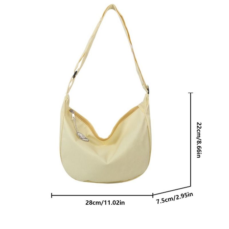 Canvas-Tasche im koreanischen Stil, große Kapazität, cremefarbene Umhängetasche mit Anhänger, leichte Schultertasche für_voghion.com