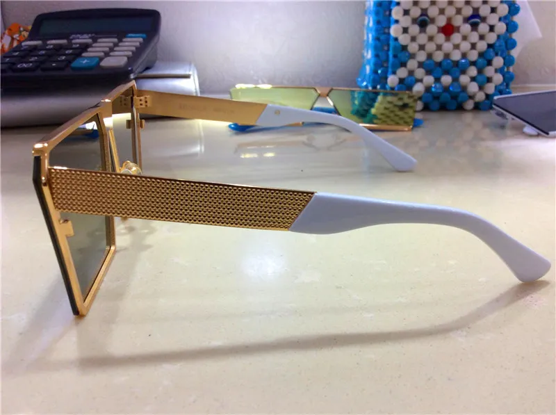 Designer Men's Square Sunglasses Oversized Shiny Mirror Lens Style_voghion.com