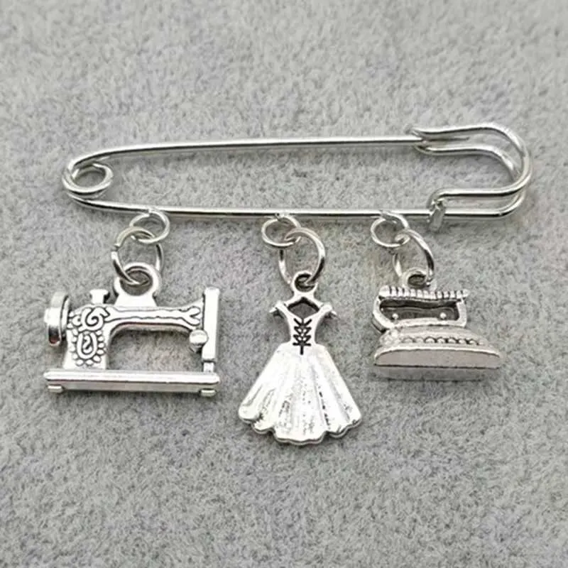 Sewing Theme Charm Brooch Fashion Accessory Handmade Clothes Pin_voghion.com