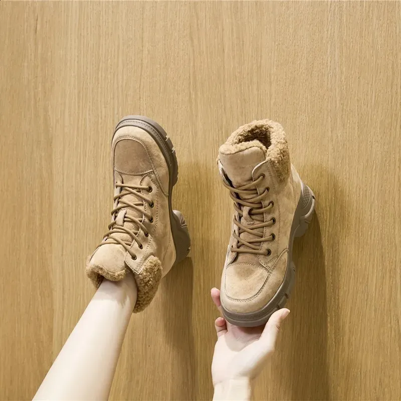 AIYUQI Sne Vintersko Skridsikre Flade Stor Størrelse Ægte Læder Dame Ankelstøvler 240719_voghion.com