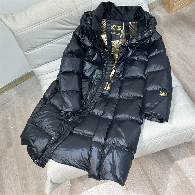 Anti-Saison Gold weiß neue mittellange Burst Winter Männer und Frauen Daunenjacke Flut schwarz_voghion.com