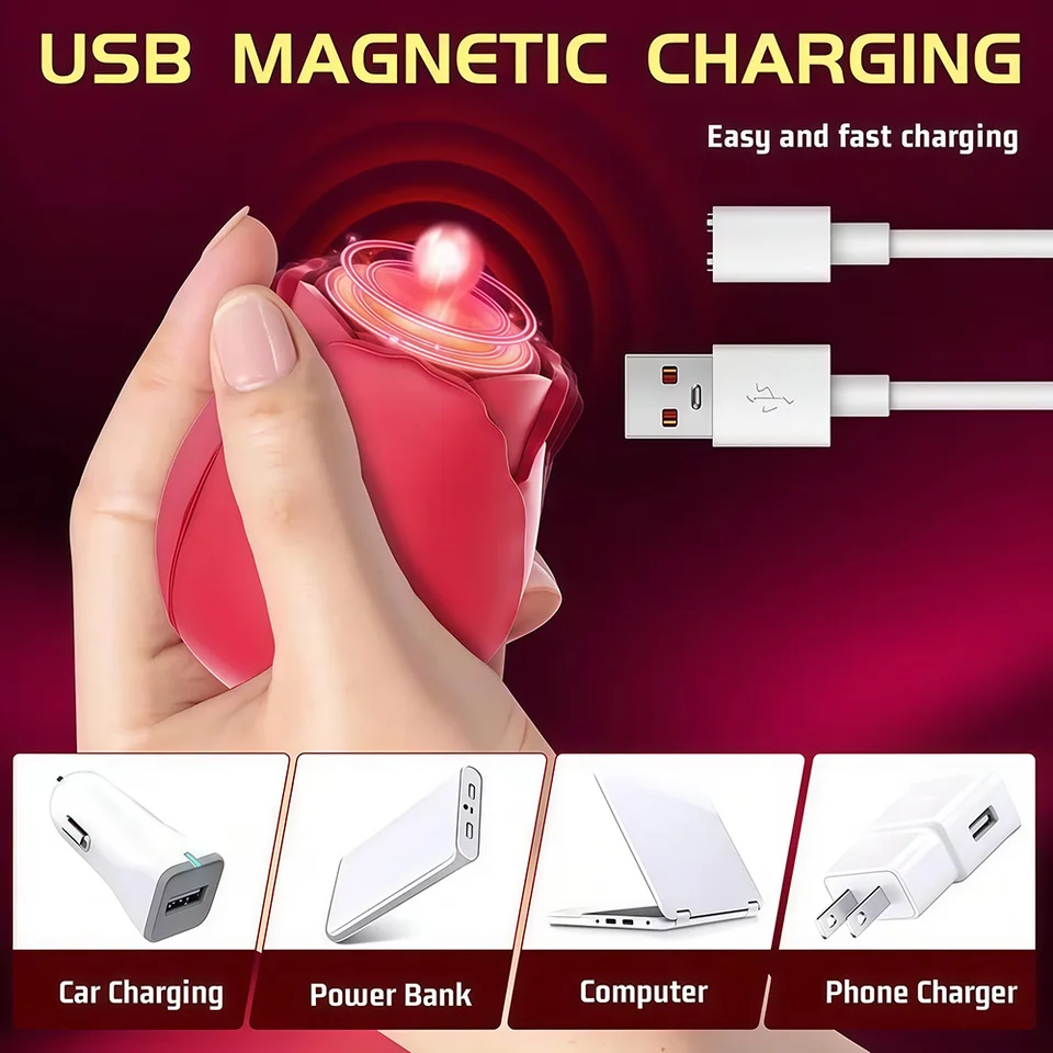 Rose Sucker Vibrator Clitoris Stimulator Rechargeable Massager_voghion.com