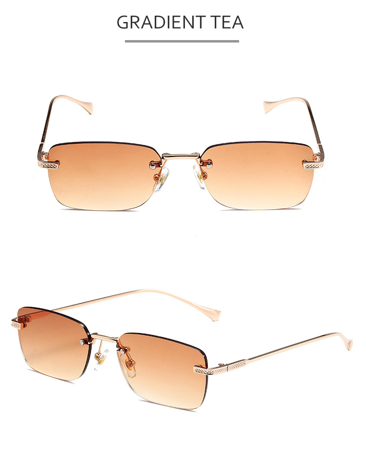 Square Frame Square Small Frame Sunglasses - Retro Frameless Trend (Fashion Trends, Unisex Design，Hot-selling )​_voghion.com