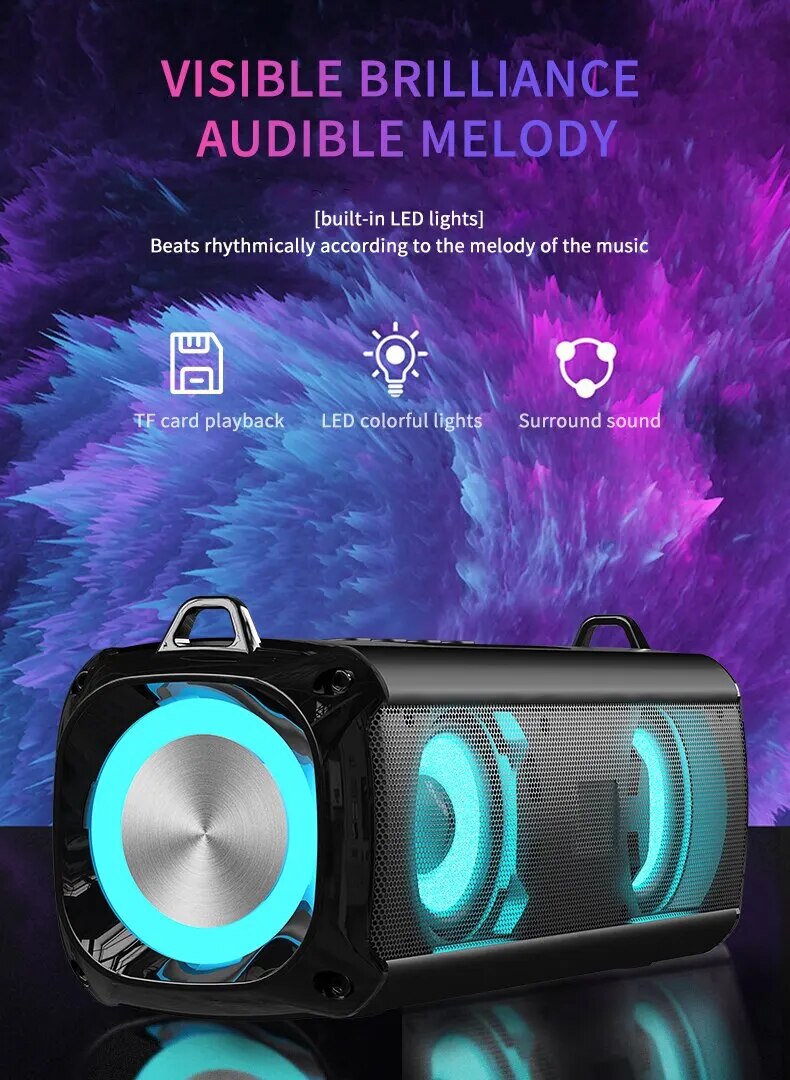 Rockmia Portable Bluetooth Speaker With Rgb Led Lights & Mic_voghion.com