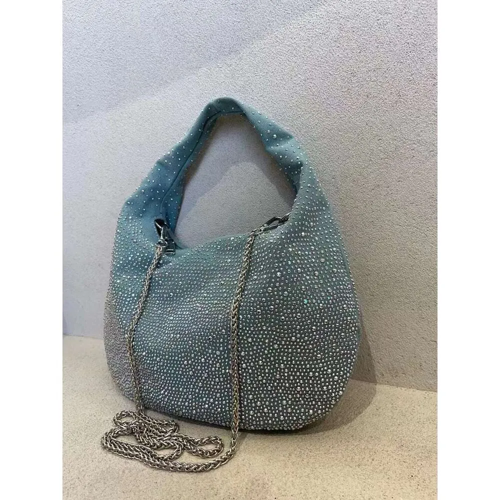 Same Style As Blogger Women's Party Dia Denim 2024 New Fashion Design Chain Crossbody Bag Single Shoulder Pouch Blue_voghion.com