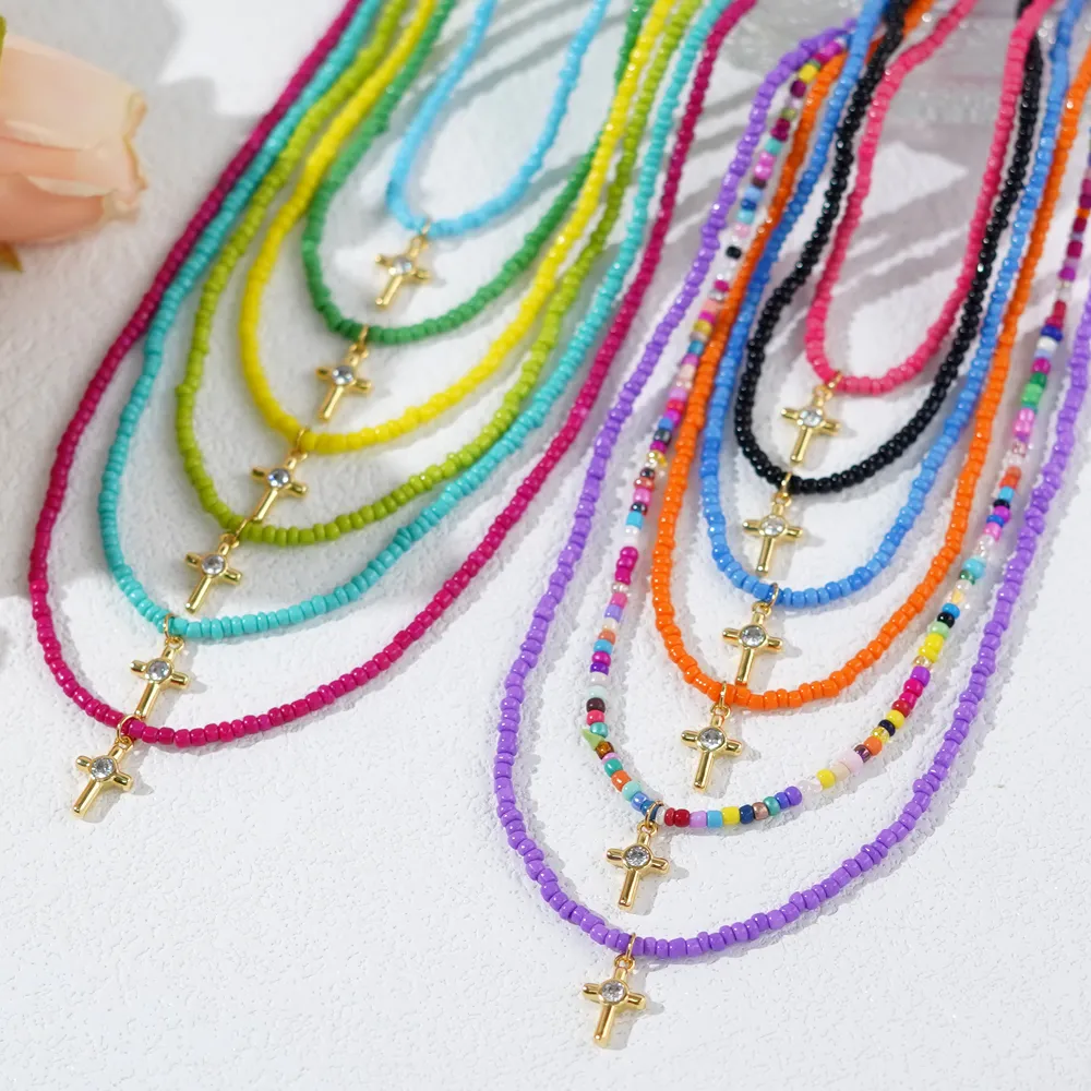 Kæder Go2boho Boho Minimalistisk Håndlavet Tilbehør Design Kors Vedhæng Perlehalskæder Til Kvinder Mænd Sommer Strand_voghion.com